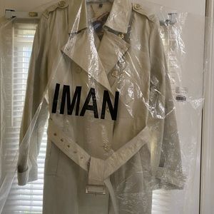 IMAN Global Chic Platinum Collection Quilted Short Coat White Ivory XL